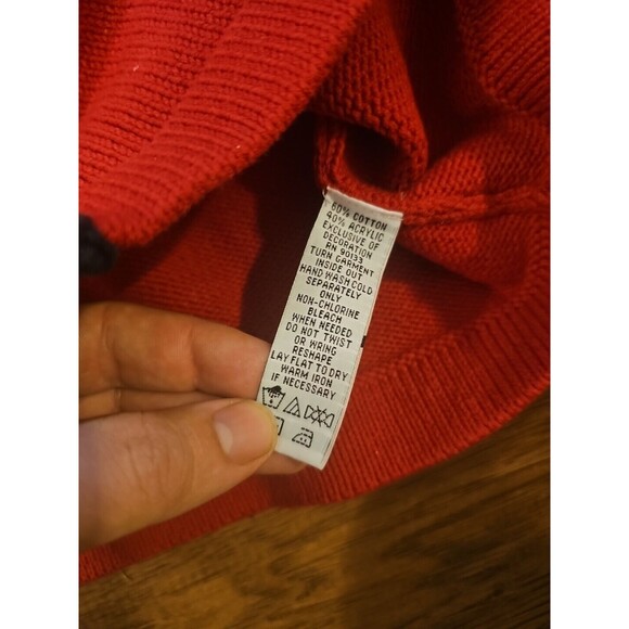 Bob Mackie Wearable Art Full Zip Long Thick Sweater Top Medium Red Black - Picture 6 of 8